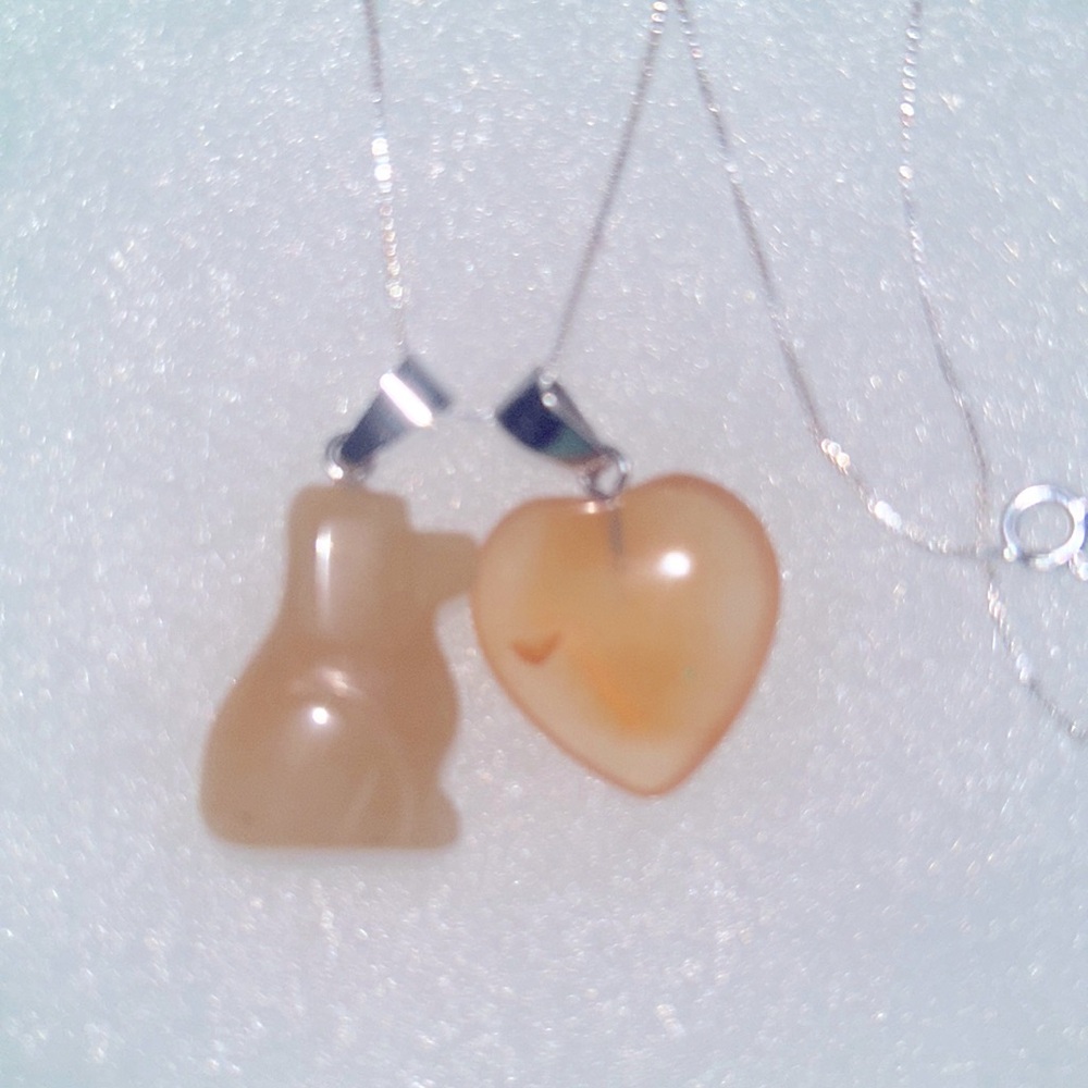 Boho Hippie Agate love heart & Dog Sterling Silver Neckla…